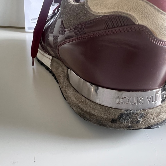 Authenticated Louis Vuitton Burgundy Suede Run Away Sneakers Men's Size 8/US 9 - Picture 5 of 16